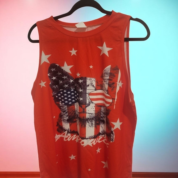 Tops - Red American Flag Graphic Tank Top